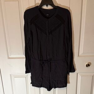 LOFT Black Long-Sleeve Romper